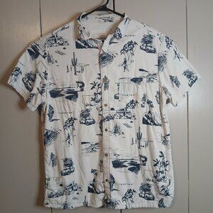 California Cowboy High Water Lined XXL White Black Short Sleeve Shirt(0319)